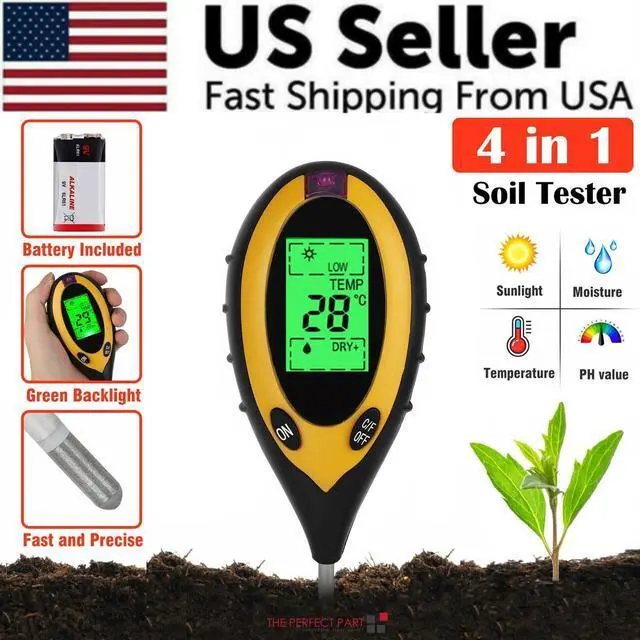 Alt view image 2 of 7 - 4 In 1 LCD Digital Soil Tester PH Water Moisture Temperature Sunlight Plant Test