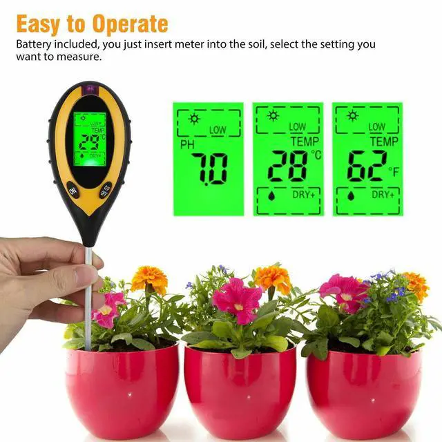 Alt view image 5 of 7 - 4 In 1 LCD Digital Soil Tester PH Water Moisture Temperature Sunlight Plant Test