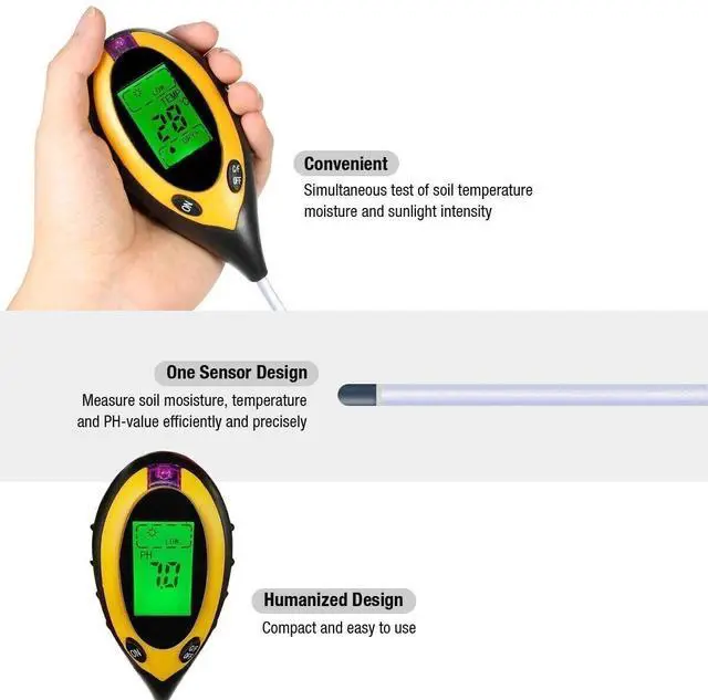Alt view image 7 of 7 - 4 In 1 LCD Digital Soil Tester PH Water Moisture Temperature Sunlight Plant Test