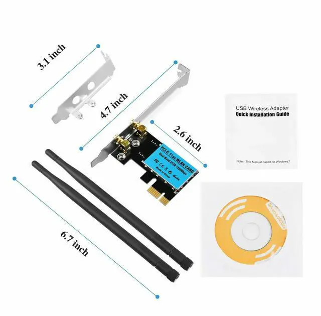 Alt view image 3 of 7 - WiFi 1200Mbps Desktop PCIe Adapter 2.4G/5G Dual Band AX210 802.11AX PCI-E Card