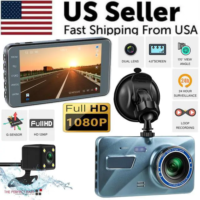Alt view image 2 of 7 - HD 1080P Car Dual Lens Dash Cam 4" DVR Recorder Front & Rear Camera Night Vision