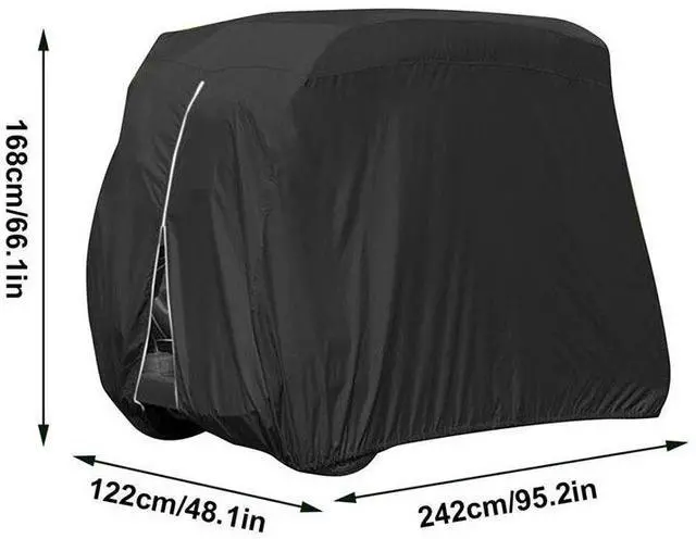 Alt view image 7 of 7 - Waterproof Golf Cart Cover Zipper 4 Passenger EZ GO Club Car Yamaha Elastic Hem