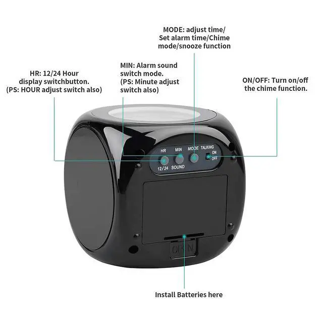 Alt view image 5 of 7 - LED Projection Alarm Clock Digital LCD Display Voice Talking Weather Snooze USB