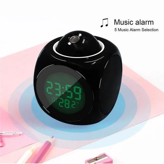 Alt view image 6 of 7 - LED Projection Alarm Clock Digital LCD Display Voice Talking Weather Snooze USB