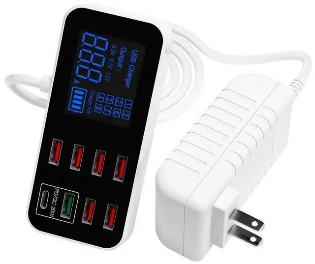 Alt view image 6 of 7 - Multi USB 8-Port Fast Desktop Hub Wall Charger Charging Station Quick Charge 3.0