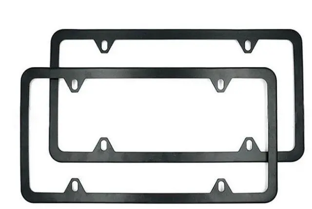 Main image of 2x High Quality Stainless Steel Metal License Plate Frame Tag Cover Black New US