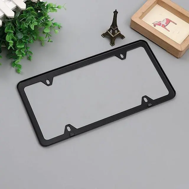 Alt view image 6 of 7 - 2x High Quality Stainless Steel Metal License Plate Frame Tag Cover Black New US