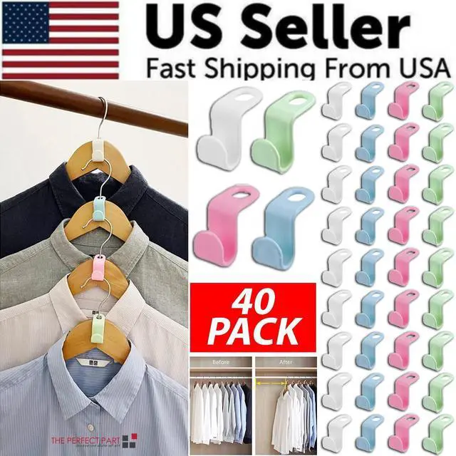 Alt view image 2 of 7 - 40 PCS Clothes Hanger Connector Hooks Closet Hangers Organizer Space Saving Clip