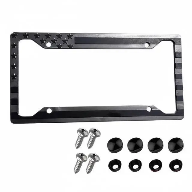 Main image of 1X Black 3D USA American Flag License Plate Frame Holder Auto Car Tag Decal ABS