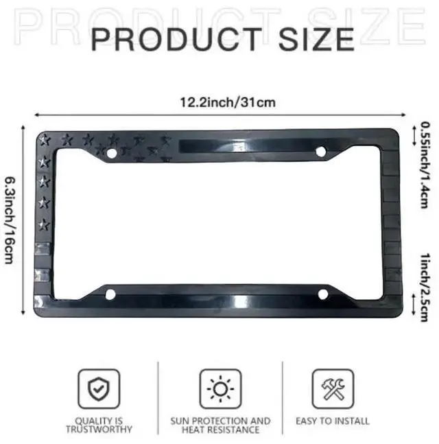 Alt view image 5 of 7 - 1X Black 3D USA American Flag License Plate Frame Holder Auto Car Tag Decal ABS