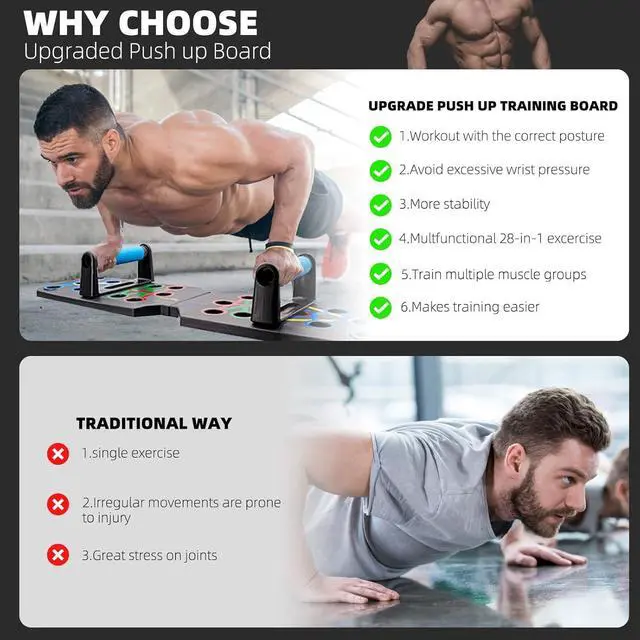Alt view image 4 of 7 - 28 in 1 Push Up Rack Board System Fitness Workout Train Home Gym Exercise Stands