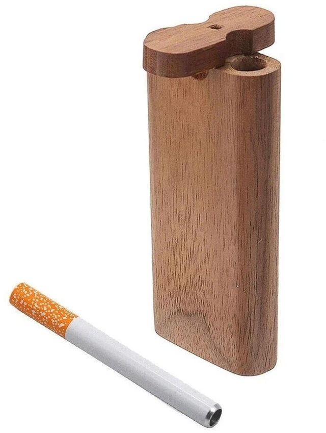 Main image of Wooden Dugout Pipe Self Cleaning Metal Bat Poker Smoking Pipe One Hitter Kit US