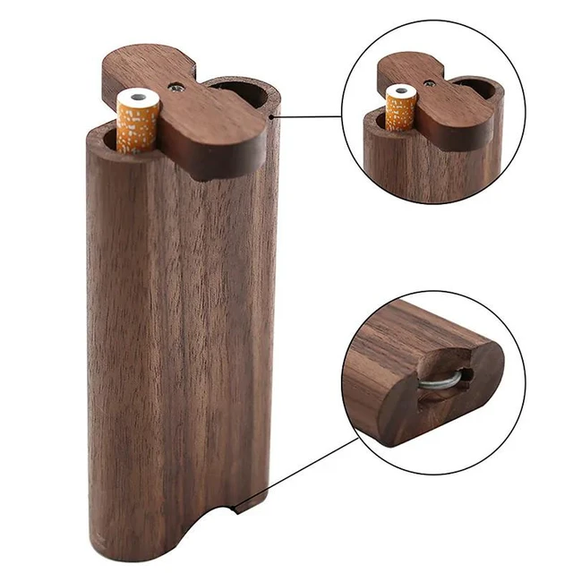Alt view image 3 of 7 - Wooden Dugout Pipe Self Cleaning Metal Bat Poker Smoking Pipe One Hitter Kit US