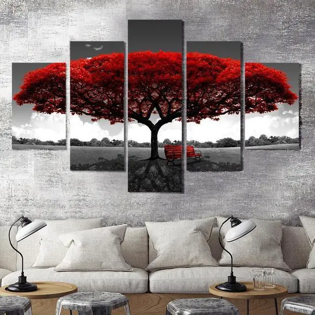 Alt view image 6 of 7 - 5Pcs Canvas Print Paintings Landscape Pictures Wall Art Modern Living Room Decor