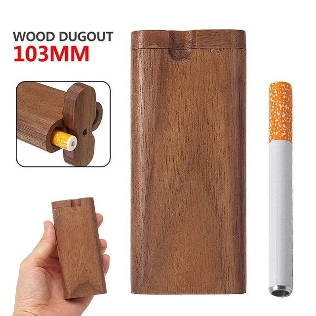 Alt view image 5 of 7 - Wooden Dugout Pipe Self Cleaning Metal Bat Poker Smoking Pipe One Hitter Kit US