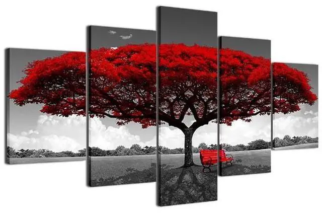 Alt view image 5 of 7 - 5Pcs Canvas Print Paintings Landscape Pictures Wall Art Modern Living Room Decor