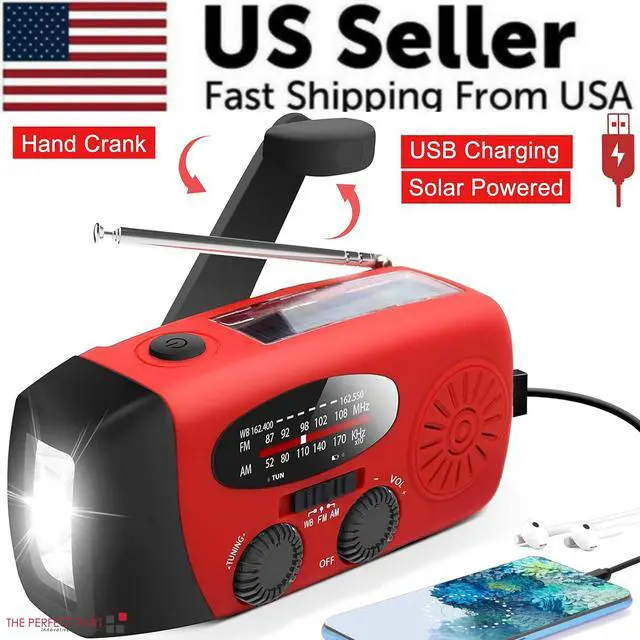 Alt view image 2 of 7 - Emergency Radio Crank Solar Hand Weather 1000mAh Power Bank Charger Flash Light