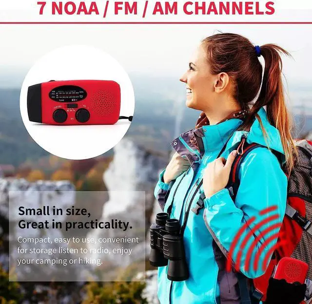 Alt view image 6 of 7 - Emergency Radio Crank Solar Hand Weather 1000mAh Power Bank Charger Flash Light