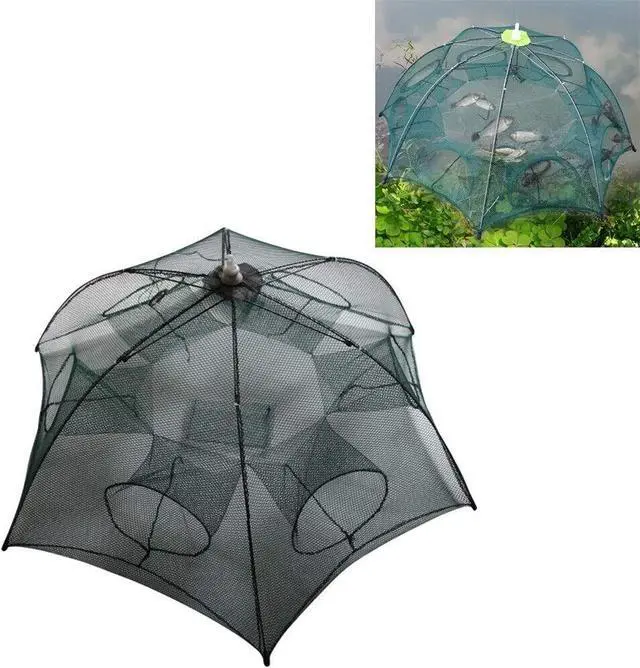 Alt view image 7 of 7 - Fishing Bait Trap Crab Net Crawdad Shrimp Cast Dip Cage Fish Minnow Foldable NEW