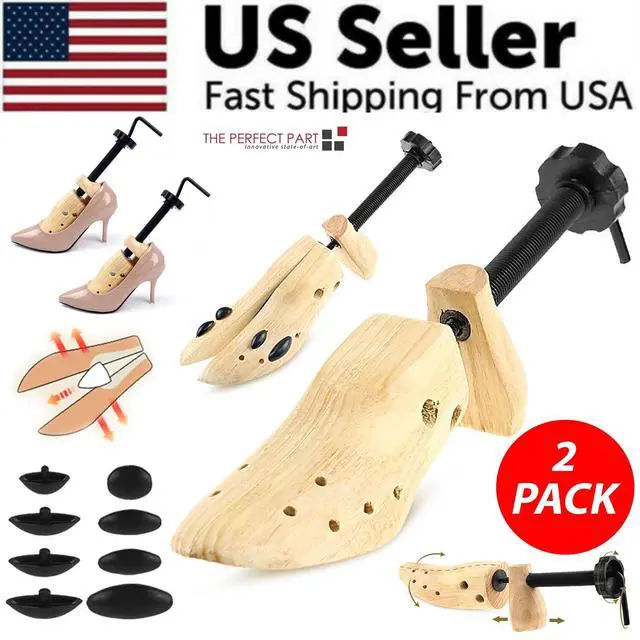 Alt view image 2 of 7 - 2-Way Wooden Adjustable Shoe Stretcher Expander Men Women Boot Size US 5-13