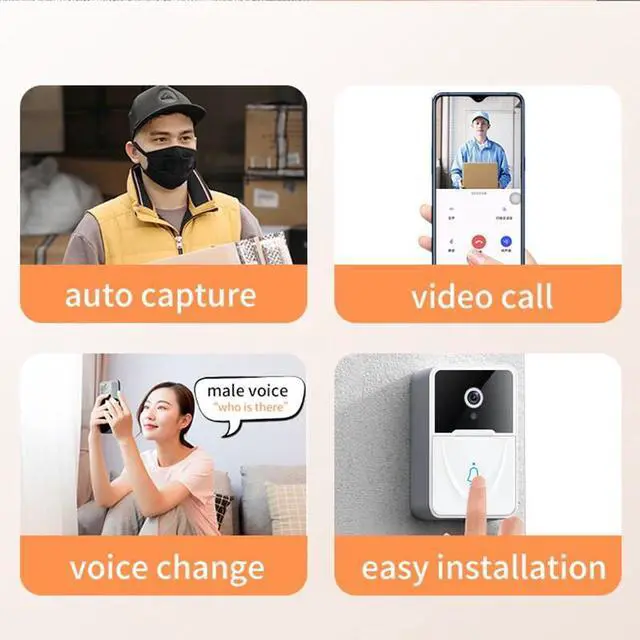 Alt view image 6 of 7 - Wireless Security WiFi Smart Doorbell Intercom Video Camera Bell Chime Door Ring