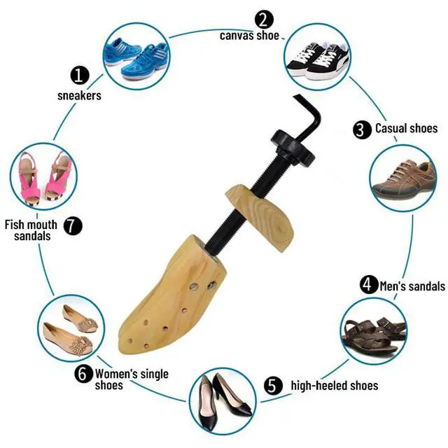 Alt view image 3 of 7 - 2-Way Wooden Adjustable Shoe Stretcher Expander Men Women Boot Size US 5-13