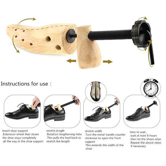 Alt view image 6 of 7 - 2-Way Wooden Adjustable Shoe Stretcher Expander Men Women Boot Size US 5-13