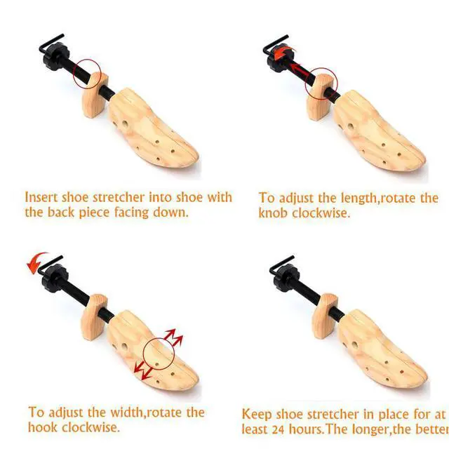 Alt view image 5 of 7 - 2-Way Wooden Adjustable Shoe Stretcher Expander Men Women Boot Size US 5-13