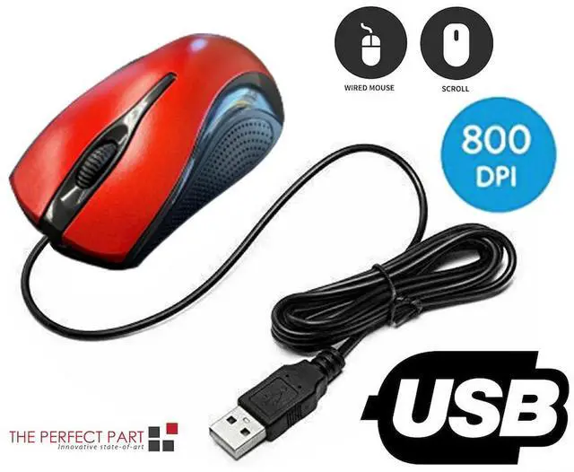 Alt view image 6 of 7 - USB 2.0 Optical Wired Scroll Wheel Mouse For PC Laptop Notebook Desktop Red Mice