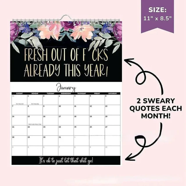 Alt view image 7 of 7 - 2025 Calendar For Tired-Ass Women Swear Word 12 Month Weekly Daily Wall Planner