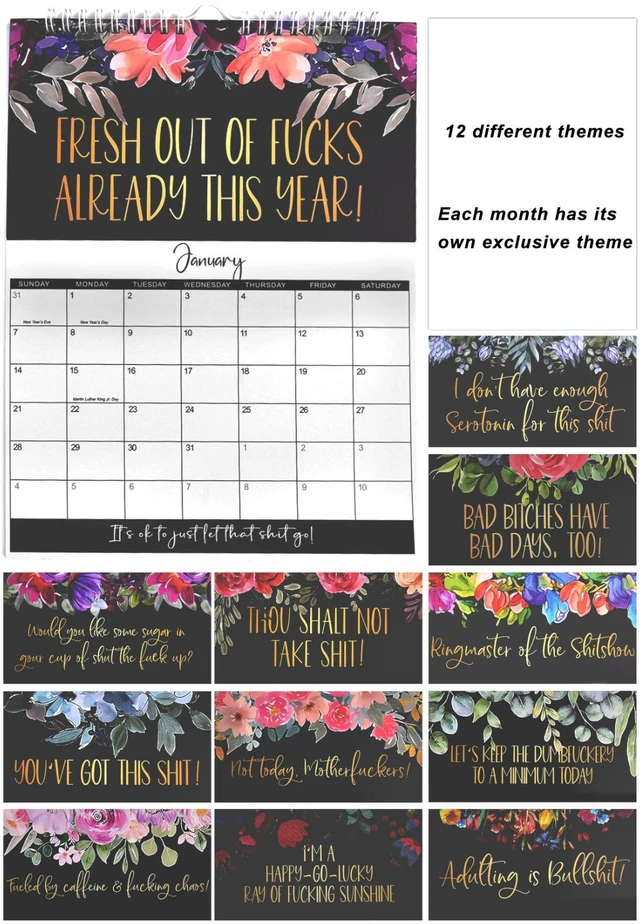 Alt view image 5 of 7 - 2025 Calendar For Tired-Ass Women Swear Word 12 Month Weekly Daily Wall Planner