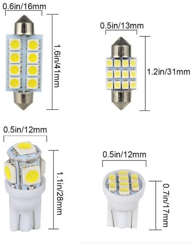 Alt view image 5 of 7 - 14Pcs T10 36mm LED Interior Car Accessories Kit Map Dome License Plate Lights