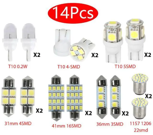 Alt view image 6 of 7 - 14Pcs T10 36mm LED Interior Car Accessories Kit Map Dome License Plate Lights
