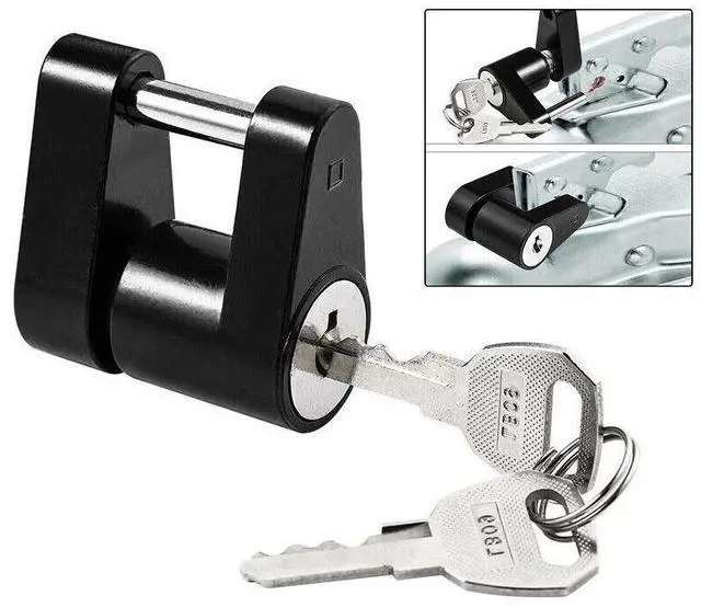Main image of Trailer Hitch Coupler Lock Dia 1/4" Span 3/4" For Tow Boat RV Truck Car + 2 Keys