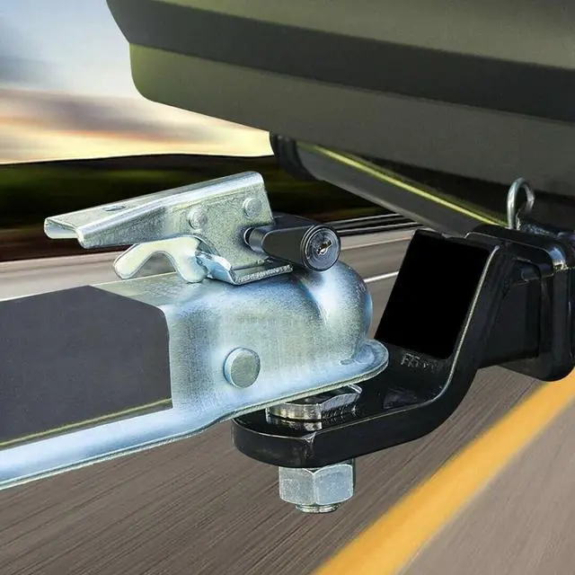 Alt view image 5 of 7 - Trailer Hitch Coupler Lock Dia 1/4" Span 3/4" For Tow Boat RV Truck Car + 2 Keys