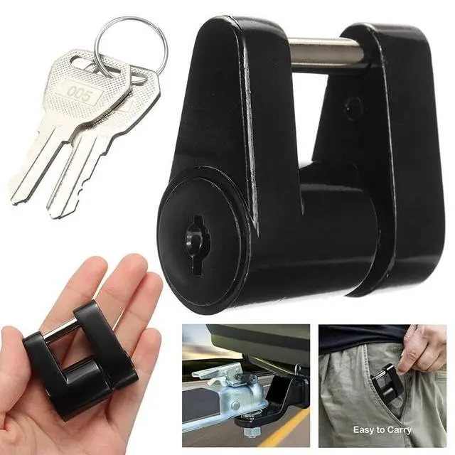 Alt view image 6 of 7 - Trailer Hitch Coupler Lock Dia 1/4" Span 3/4" For Tow Boat RV Truck Car + 2 Keys