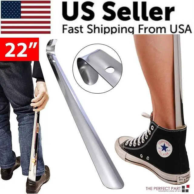 Alt view image 2 of 7 - 22in Extra Long Handle Shoe Horn Stainless Steel Metal Shoes Remover Shoehorn US