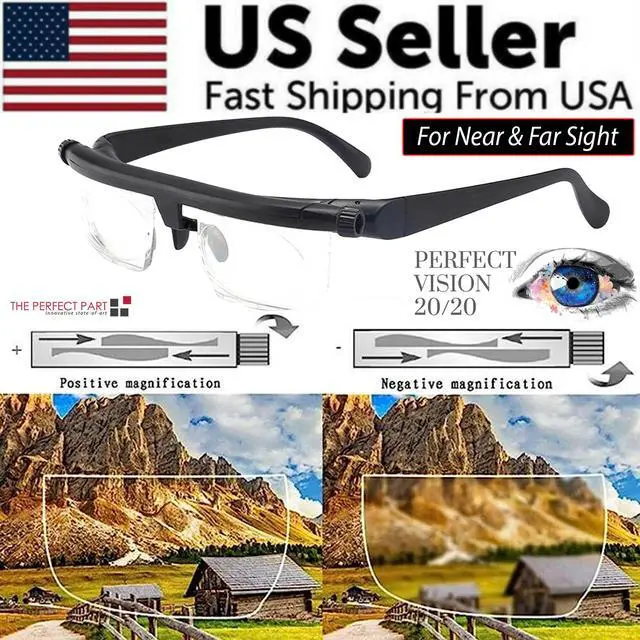 Alt view image 2 of 7 - Dial Adjustable Glasses Variable Focus For Reading Distance Vision Eyeglasses US