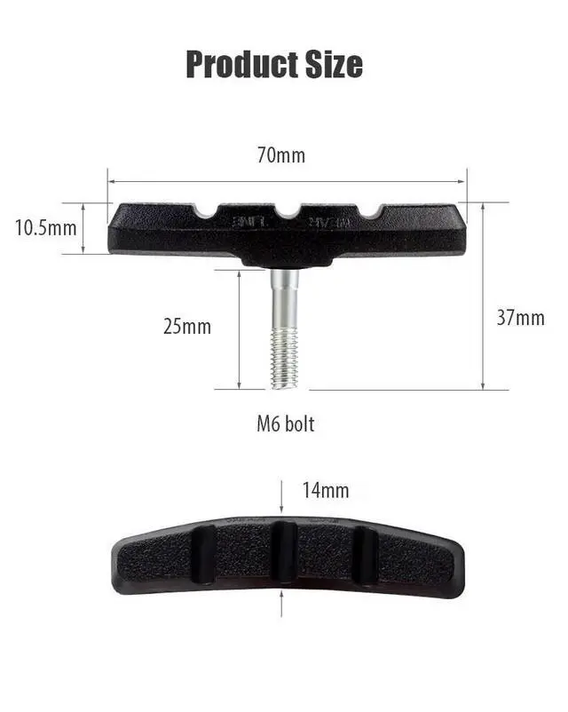 Alt view image 4 of 7 - 5 Pairs High Grade Cycling Bicycle Bike V Brake Pads 70mm Shoes Pads Black