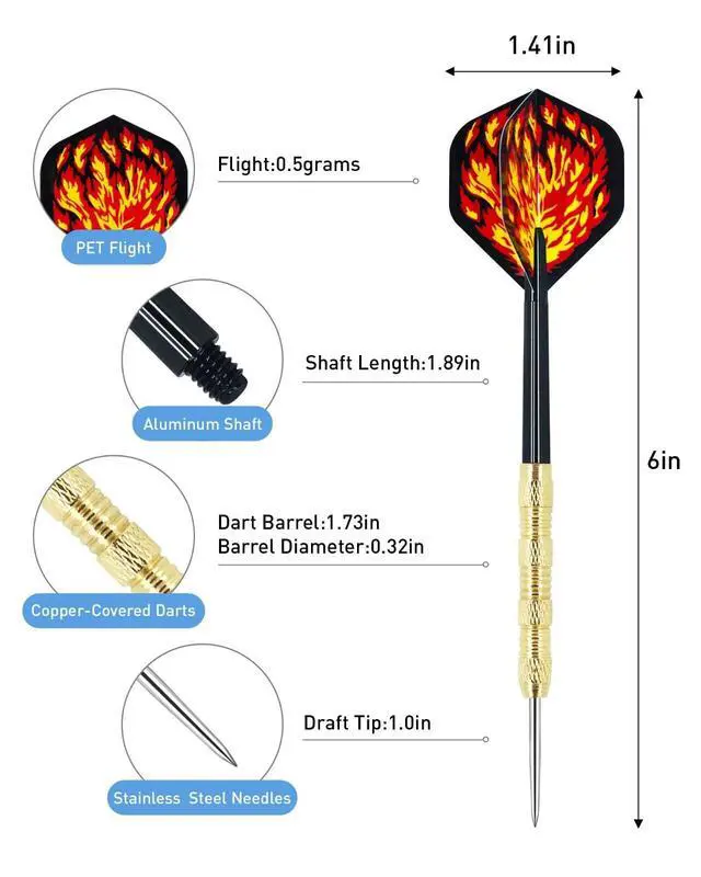 Alt view image 3 of 7 - 5 Sets (15Pcs) Steel Tip Professional Darts Set Darts Slim Barrel Dart Flights