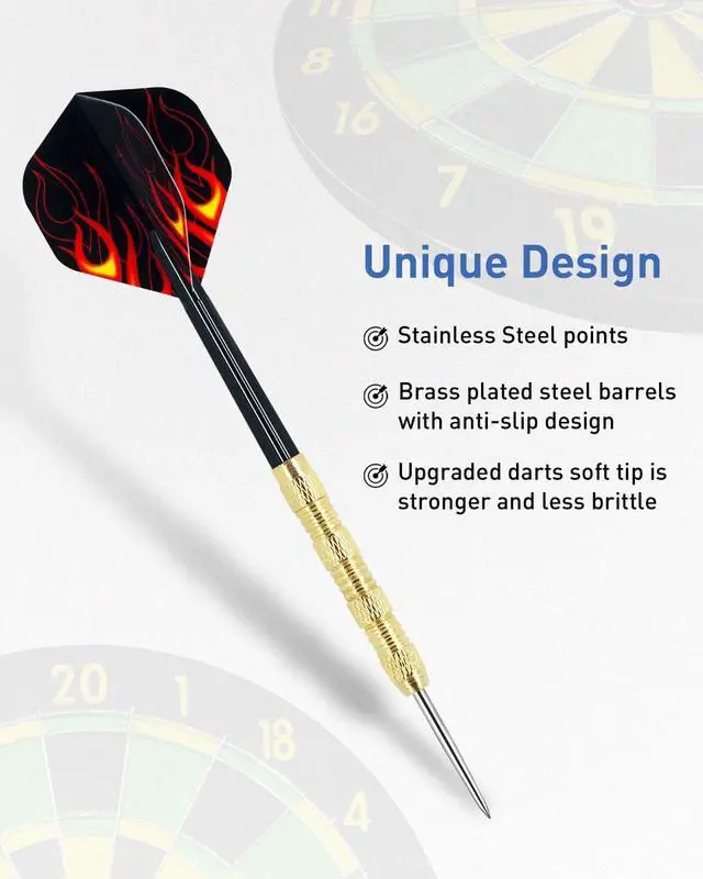 Alt view image 4 of 7 - 5 Sets (15Pcs) Steel Tip Professional Darts Set Darts Slim Barrel Dart Flights