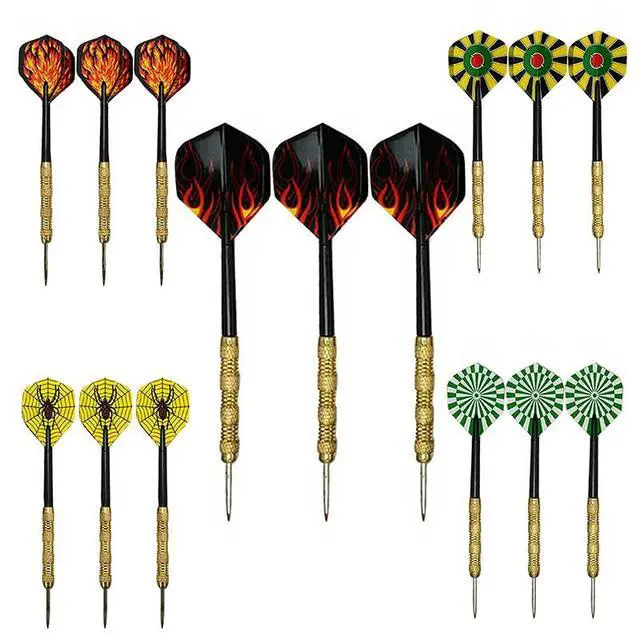 Alt view image 5 of 7 - 5 Sets (15Pcs) Steel Tip Professional Darts Set Darts Slim Barrel Dart Flights