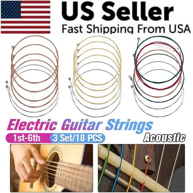 Alt view image 2 of 7 - 3 Sets of 6 Guitar Strings Replacement Steel String For Acoustic Guitar 1st-6th
