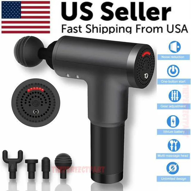 Alt view image 2 of 7 - Massage Gun Percussion Massager Deep Tissue Muscle massage Relaxing + 4 Heads