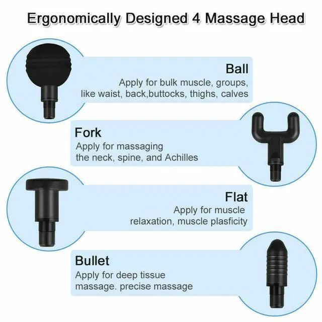 Alt view image 7 of 7 - Massage Gun Percussion Massager Deep Tissue Muscle massage Relaxing + 4 Heads