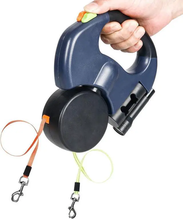 Main image of Dual Pet Leash Retractable Reflective Lead 360 Swivel Double Dog Walking Leash