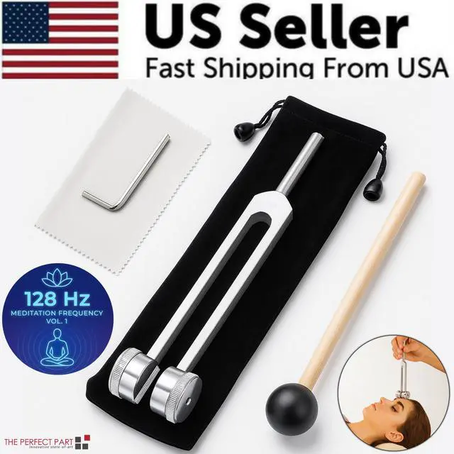 Alt view image 2 of 7 - 128Hz Healing Tuning Fork with Silicone Hammer Sound Therapy Musical Instrument