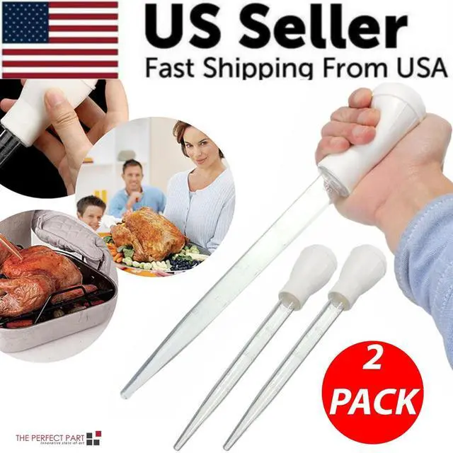 Alt view image 2 of 7 - 2 PCS Meat & Poultry Baster Heat Resistant BPA Free Turkey Syringe Flavor 30ML