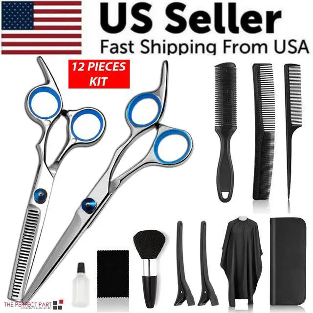 Alt view image 2 of 7 - Professional Hair Cutting Thinning Scissors Barber Shears Hairdressing Salon Set