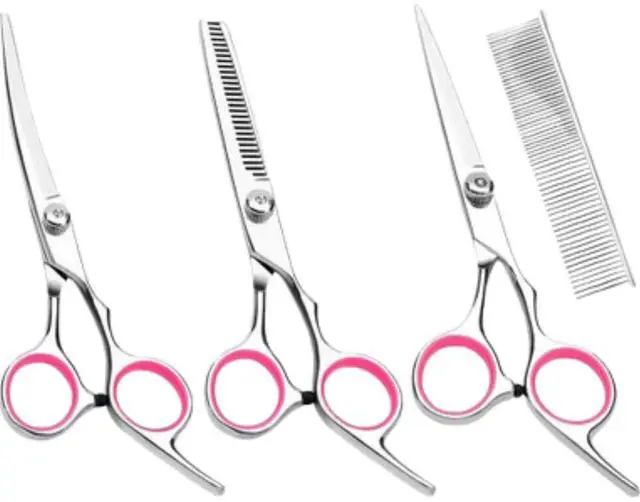 Main image of Pet Dog Grooming Scissors Stainless Straight Curved Thinning Shears Trimmer Kits